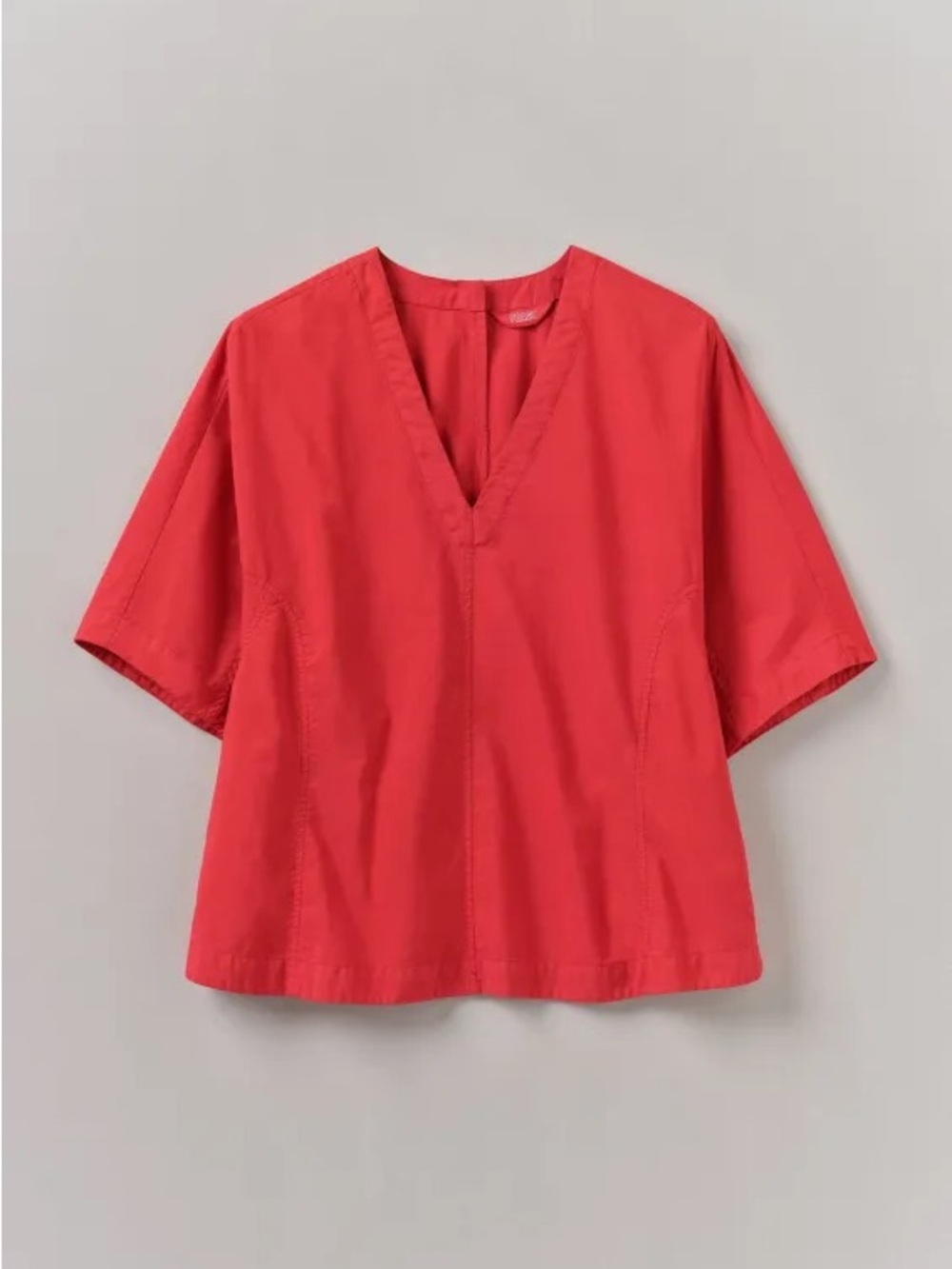 TOAST UK Textured Cotton Poplin Oversized V-Neck Top in Red, Women’s size XS